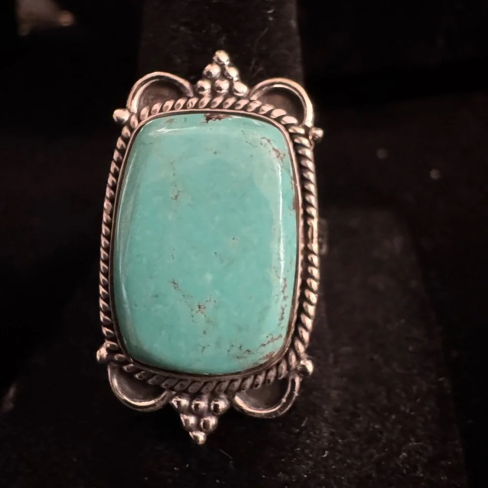 Genuine Turquoise‎ and Sterling Silver Women's Ring
